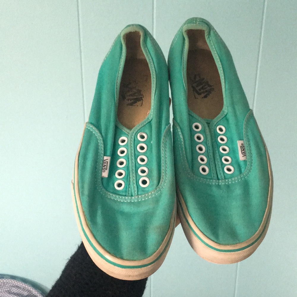 Turquoise Vans sneakers